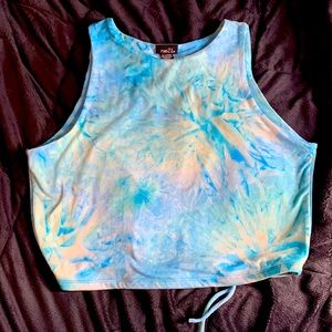 Lightly used cropped blue tank top